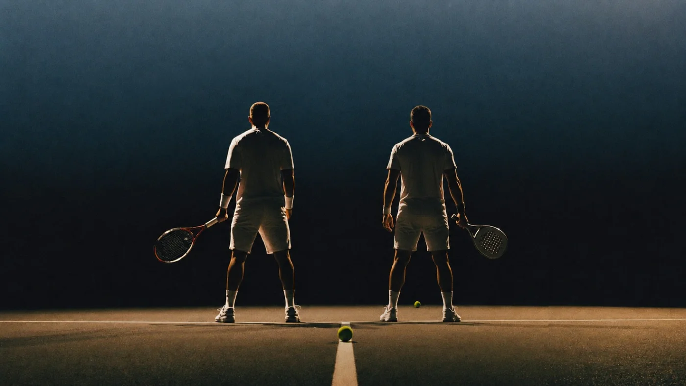 Un maestro di tennis e uno di padel, fianco a fianco sul campo